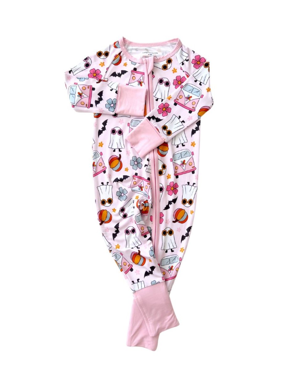 Bamboo Zip Romper | Retro Ghost