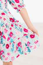 Load image into Gallery viewer, Dots &amp; Daisies Smocked Ruffle Dress