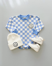 Load image into Gallery viewer, Bubble Romper | Checkered Smiley Blue