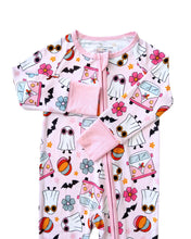 Load image into Gallery viewer, Bamboo Zip Romper | Retro Ghost