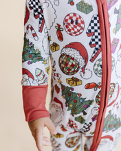 Load image into Gallery viewer, Bamboo Zip Romper | Retro Christmas