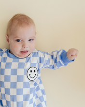Load image into Gallery viewer, Bubble Romper | Checkered Smiley Blue