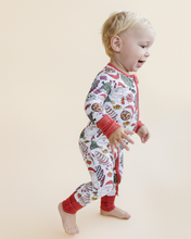 Load image into Gallery viewer, Bamboo Zip Romper | Retro Christmas