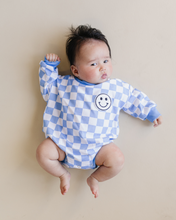 Load image into Gallery viewer, Bubble Romper | Checkered Smiley Blue