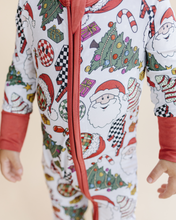 Load image into Gallery viewer, Bamboo Zip Romper | Retro Christmas