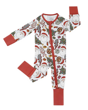 Load image into Gallery viewer, Bamboo Zip Romper | Retro Christmas