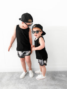 Boys Swim Short - Monochrome Watercolor