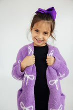 Load image into Gallery viewer, Lilac/Coconut Bow Cozy Cardigan