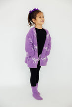 Load image into Gallery viewer, Lilac/Coconut Bow Cozy Cardigan