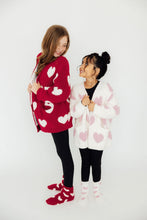 Load image into Gallery viewer, Coconut/Light Pink Heart Cozy Cardigan