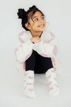 Load image into Gallery viewer, Coconut/Light Pink Heart Cozy Cardigan