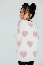 Load image into Gallery viewer, Coconut/Light Pink Heart Cozy Cardigan