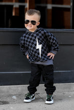 Load image into Gallery viewer, THE CHECKERED SPARK HOODIE - BLACK