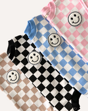 Load image into Gallery viewer, Bubble Romper | Checkered Smiley Blue