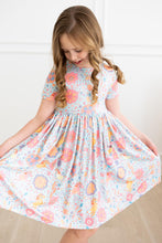 Load image into Gallery viewer, Blue Retro Unicorns S/S Pocket Twirl Dress
