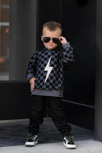 Load image into Gallery viewer, THE CHECKERED SPARK HOODIE - BLACK