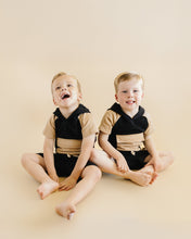 Load image into Gallery viewer, Terry Cargo Shorts Set | Black &amp; Tan