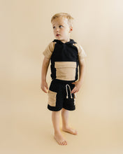 Load image into Gallery viewer, Terry Cargo Shorts Set | Black &amp; Tan