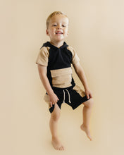 Load image into Gallery viewer, Terry Cargo Shorts Set | Black &amp; Tan