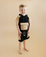 Load image into Gallery viewer, Terry Cargo Shorts Set | Black &amp; Tan