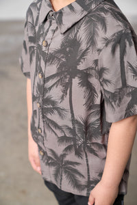 Palm Print Button Up