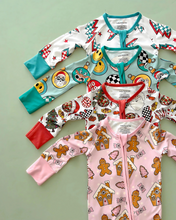 Load image into Gallery viewer, Bamboo Zip Romper | Retro Christmas