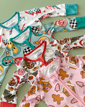 Load image into Gallery viewer, Bamboo Zip Romper | Retro Christmas