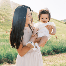 Load image into Gallery viewer, Toasted Bright White Knotted Bow Baby Shoe