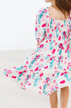 Load image into Gallery viewer, Dots &amp; Daisies Smocked Ruffle Dress