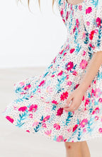 Load image into Gallery viewer, Dots &amp; Daisies Smocked Ruffle Dress