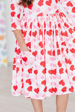 Load image into Gallery viewer, Be Mine 3/4 Sleeve Pocket Twirl Dress