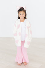 Load image into Gallery viewer, Coconut/Light Pink Heart Cozy Cardigan