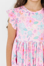 Load image into Gallery viewer, Beachy Blooms Flutter Sleeve Twirl Dress