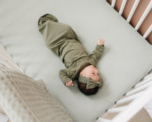 Load image into Gallery viewer, Sage Bamboo Stretch Crib Sheet