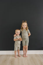 Load image into Gallery viewer, Light Green Checkered Bamboo Cozy Short Set