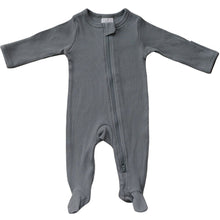 Load image into Gallery viewer, Grey Organic Cotton Ribbed Zipper