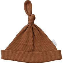 Load image into Gallery viewer, Rust Organic Ribbed Newborn Knot Hat