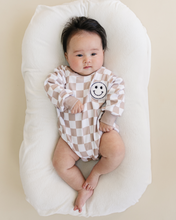 Load image into Gallery viewer, Bubble Romper | Checkered Smiley Latte