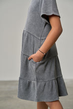 Load image into Gallery viewer, Acid Wash Waffle Dress - Black