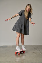 Load image into Gallery viewer, Womens Acid Wash Waffle  Dress - Black