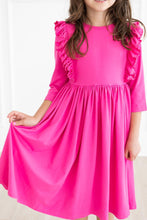 Load image into Gallery viewer, Hot Pink Ruffle Twirl Dress