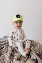 Load image into Gallery viewer, Bamboo Zip Pajamas | White &amp; Black Lightning Bolt