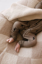 Load image into Gallery viewer, Bamboo Zip Pajamas | Brown &amp; Black Lightning Bolt