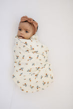 Load image into Gallery viewer, Cream Floral Muslin Swaddle Blanket