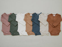 Load image into Gallery viewer, Rust Organic Snap Long Sleeve Ribbed Bodysuit