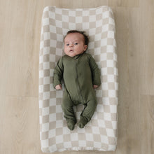 Load image into Gallery viewer, Taupe Checkered Changing Pad Cover