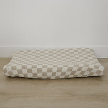 Load image into Gallery viewer, Taupe Checkered Changing Pad Cover