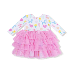Twirly Long Sleeve Layered Tulle Dress
