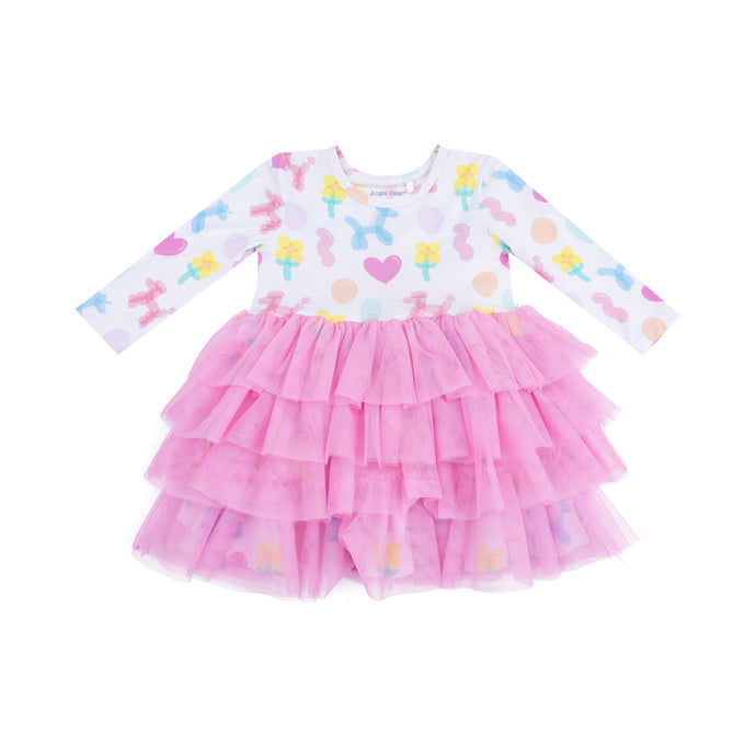Twirly Long Sleeve Layered Tulle Dress