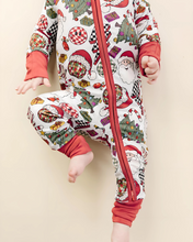 Load image into Gallery viewer, Bamboo Zip Romper | Retro Christmas